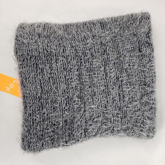 LOF gray knit fuzzy cowl scarf, NWT - Picture 2 of 5
